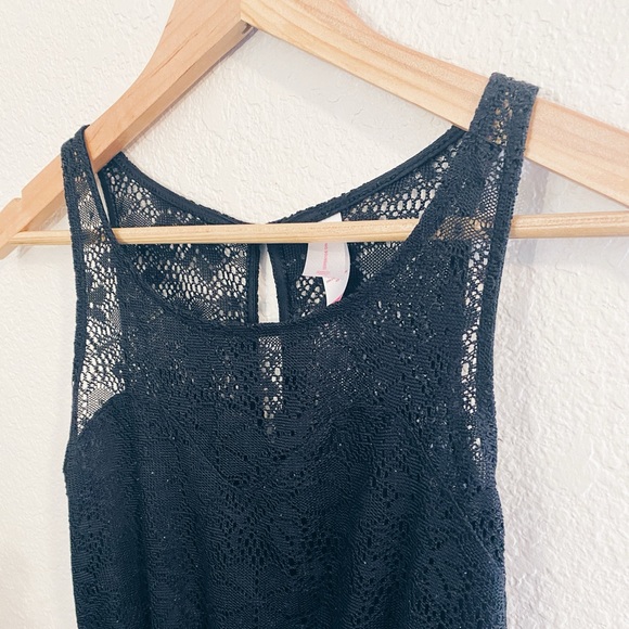 Black Lace Mid Length Dress - Picture 2 of 6